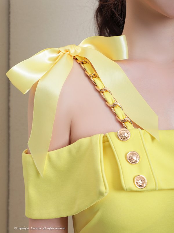 画像31: XSサイズあり【Andy GLAMOROUS/アンディグラマラス】ワンショルダー/ リボン/ チェーン/ オフショル/ ボタン/ カットアウト/ タイト/ ミニドレス/ キャバドレス[OF05] (31)