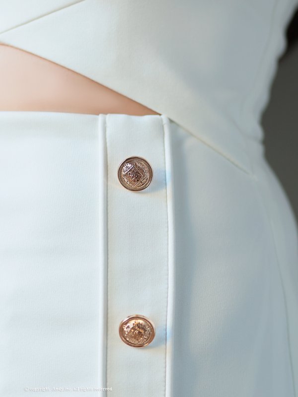 画像15: XSサイズあり【Andy GLAMOROUS/アンディグラマラス】ワンショルダー/ リボン/ チェーン/ オフショル/ ボタン/ カットアウト/ タイト/ ミニドレス/ キャバドレス[OF05] (15)