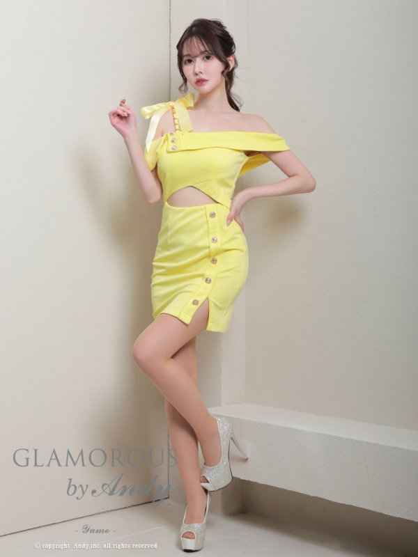 画像26: XSサイズあり【Andy GLAMOROUS/アンディグラマラス】ワンショルダー/ リボン/ チェーン/ オフショル/ ボタン/ カットアウト/ タイト/ ミニドレス/ キャバドレス[OF05] (26)