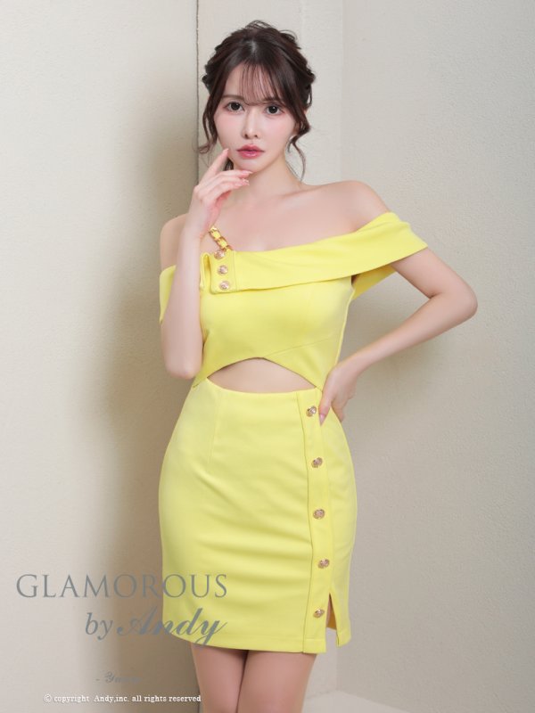 画像25: XSサイズあり【Andy GLAMOROUS/アンディグラマラス】ワンショルダー/ リボン/ チェーン/ オフショル/ ボタン/ カットアウト/ タイト/ ミニドレス/ キャバドレス[OF05] (25)