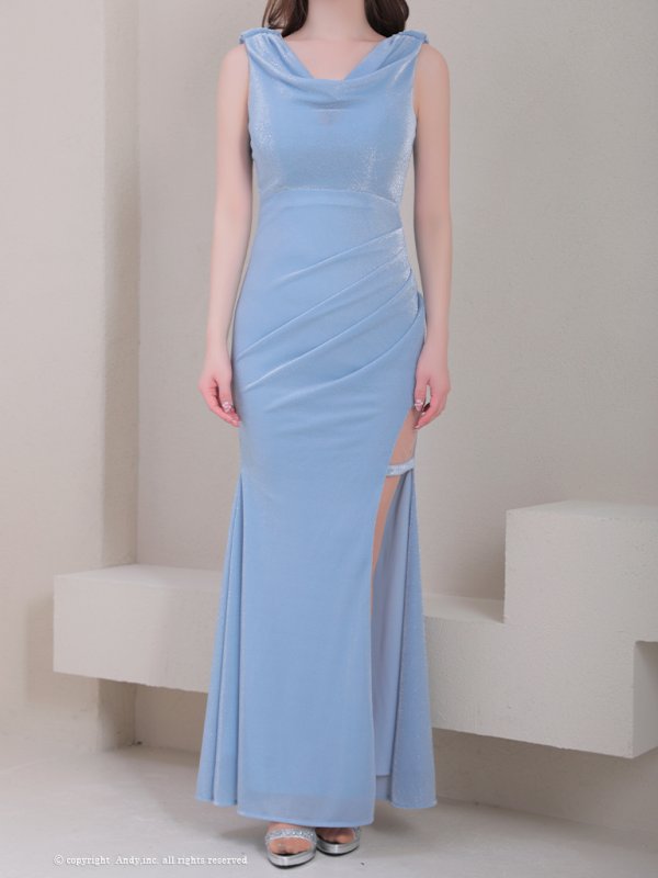 画像8: 【Andy GLAMOROUS/アンディグラマラス】ラメ/ ドレープ/ ウエストタック/ シアー/ スリット/ タイト/ ロングドレス/ キャバドレス long[OF05] (8)