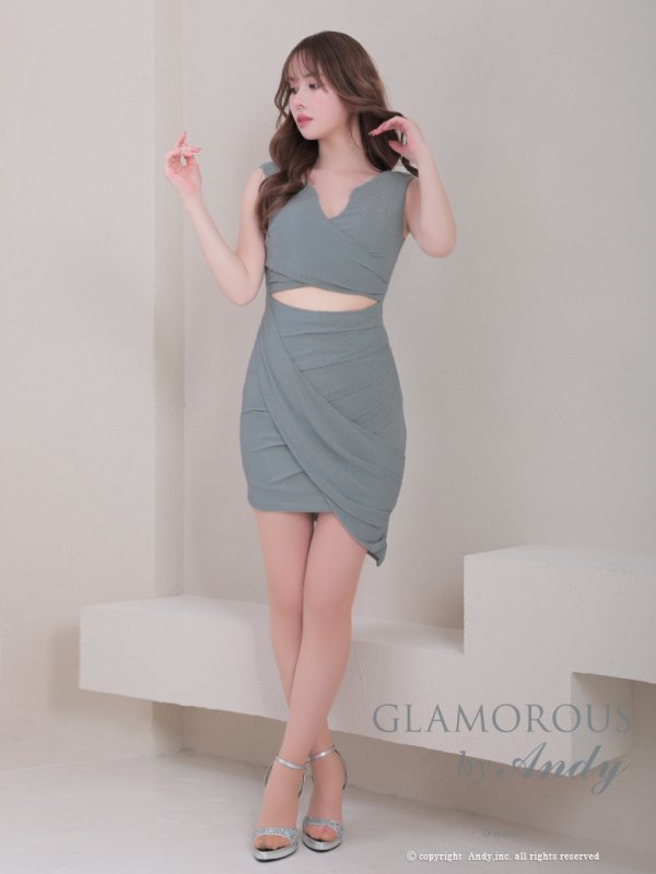 画像19: XSサイズあり【Andy GLAMOROUS/アンディグラマラス】シンプル/ ラメ/ ワンカラー/ タック/ ノースリーブ/ アシンメトリー/ タイト/ ミニドレス/ キャバドレス[OF05] (19)