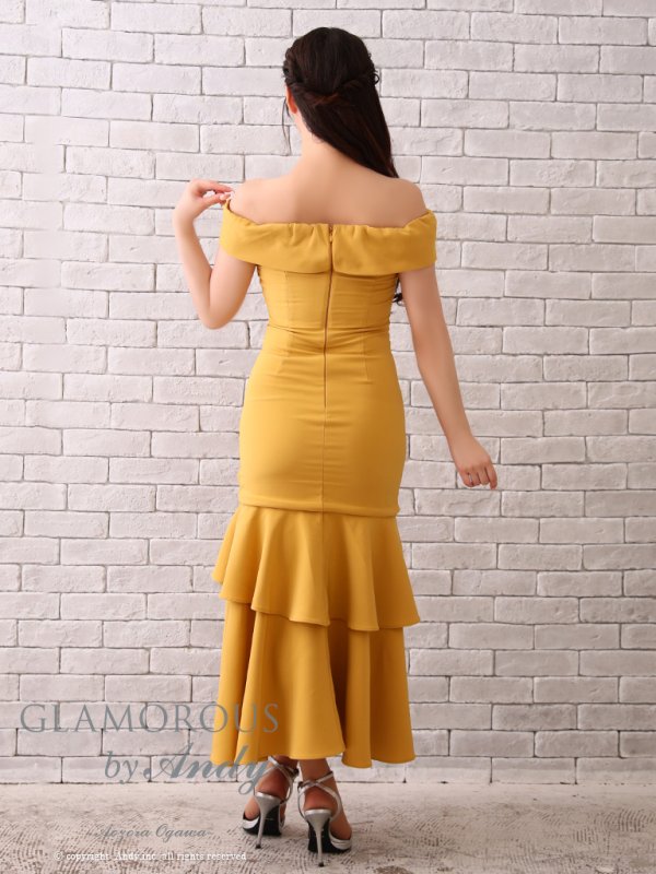 画像48: 【Andy GLAMOROUS/アンディグラマラス】シンプル/ ワンカラー/ フロントジップ/ オフショル/ フリル/ アシンメトリー/ マーメイド/ ミディアムドレス/ キャバドレス [OF05] (48)