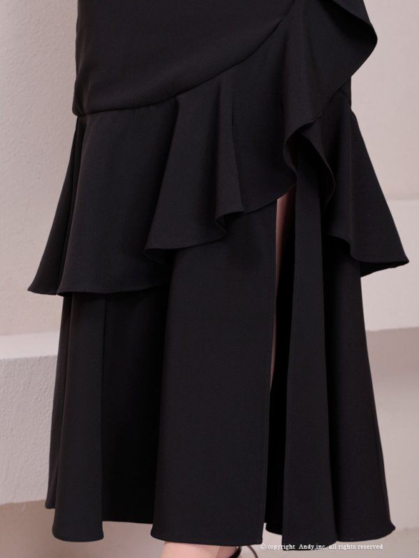 画像15: 【Andy GLAMOROUS/アンディグラマラス】シンプル/ ワンカラー/ フロントジップ/ オフショル/ フリル/ アシンメトリー/ マーメイド/ ミディアムドレス/ キャバドレス [OF05] (15)