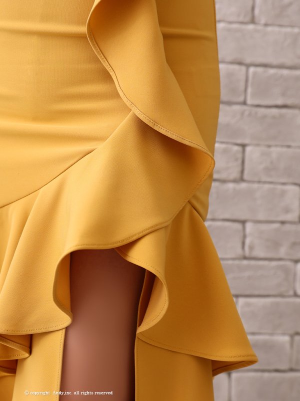 画像50: 【Andy GLAMOROUS/アンディグラマラス】シンプル/ ワンカラー/ フロントジップ/ オフショル/ フリル/ アシンメトリー/ マーメイド/ ミディアムドレス/ キャバドレス [OF05] (50)