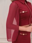 画像8: XSサイズあり【Andy GLAMOROUS/アンディグラマラス】襟付き/ ハイネック/ シフォンスリーブ/ フロントジップ/ セットアップ/ タイト/ ミニドレス/ キャバドレス[OF05] (8)