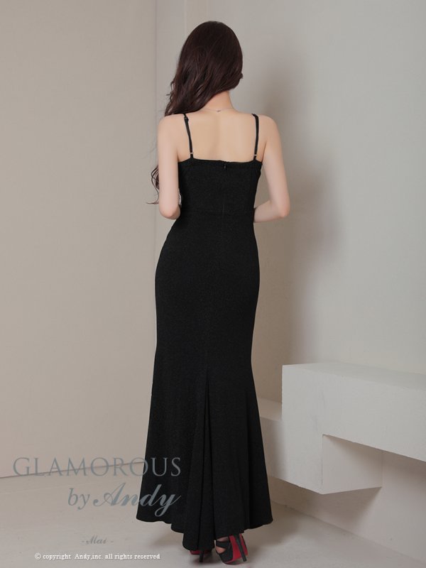 画像5: 【Andy GLAMOROUS/アンディグラマラス】マーメイド/ ワンカラー/ ラメ/ キャミソール/ ストレッチ/ タック/ ロングドレス/ キャバドレス long[OF05] (5)