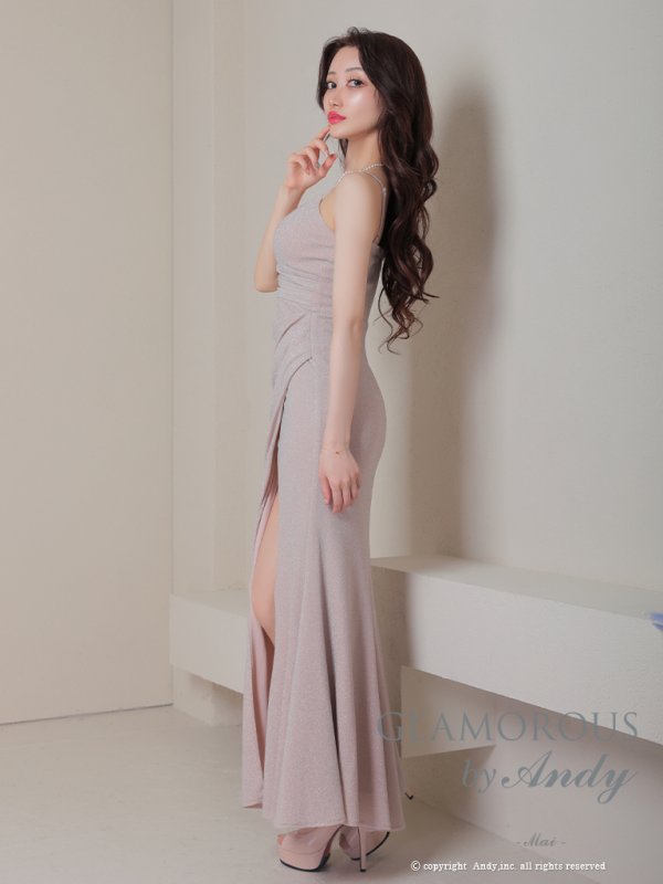画像27: 【Andy GLAMOROUS/アンディグラマラス】マーメイド/ ワンカラー/ ラメ/ キャミソール/ ストレッチ/ タック/ ロングドレス/ キャバドレス long[OF05] (27)