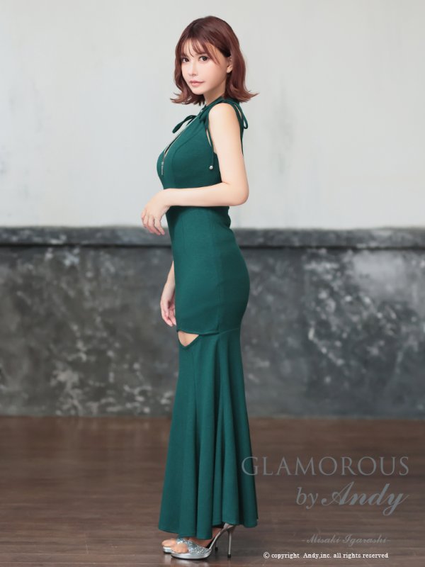 画像3: 【Andy GLAMOROUS/アンディグラマラス】ラメ/ フロントジップ/ ノースリーブ/ カットアウト/ マーメイド/ ロングドレス/ キャバドレス long[OF05] (3)