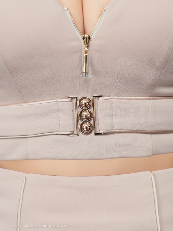 画像8: XSサイズあり【Andy GLAMOROUS/アンディグラマラス】フロントジップ/ ベルトデザイン/ ノースリーブ/ ストレッチ/ タイト/ セットアップ/ ミニドレス/ キャバドレス[OF05] (8)