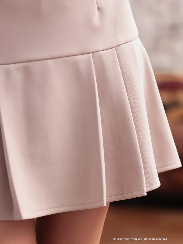 画像21: XSサイズあり【Andy GLAMOROUS/アンディグラマラス】襟付き/ バイカラー/ 半袖/ 袖あり/ ストレッチ/ プリーツ/ フレア/ セットアップ/ ミニドレス/ キャバドレス[OF05] (21)