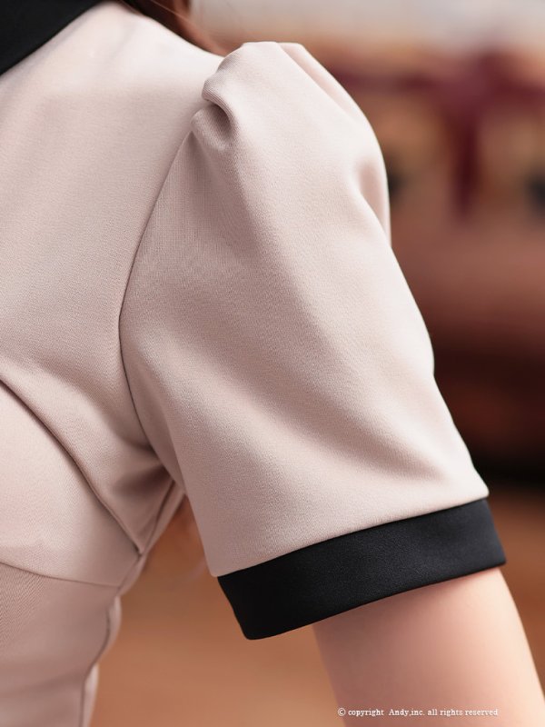 画像19: XSサイズあり【Andy GLAMOROUS/アンディグラマラス】襟付き/ バイカラー/ 半袖/ 袖あり/ ストレッチ/ プリーツ/ フレア/ セットアップ/ ミニドレス/ キャバドレス[OF05] (19)