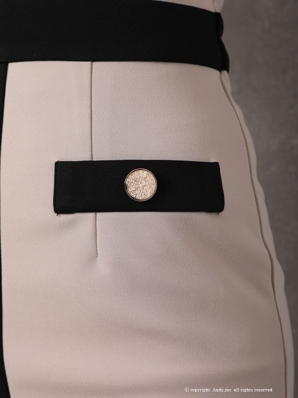 ベージュxブラック モデル：小川青空　身長：156cm　着用サイズ：Sサイズ