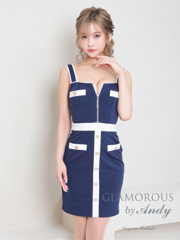ネイビー×ホワイト　モデル：椿かぐら　着用サイズ：Sサイズ