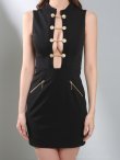 画像12: XSサイズあり【Andy GLAMOROUS/アンディグラマラス】ハイネック/ カットアウト/ チェーン/ ボタン/ ノースリーブ/ シンプル/ タイト/ ミニドレス/ キャバドレス[OF05] (12)