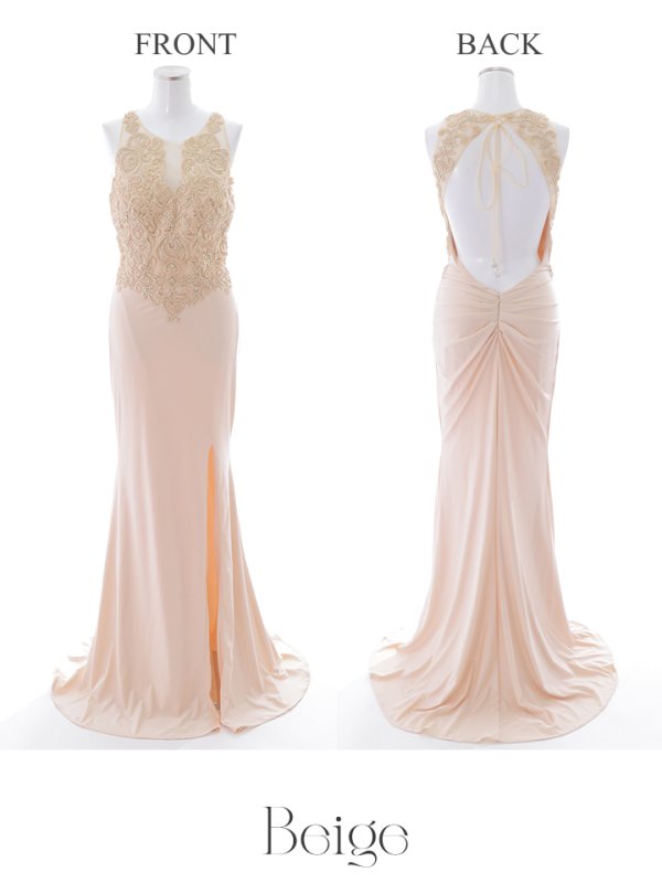 画像7: 【Lip line/リップライン】カットアウト/ デザイン刺繍レース/ ストレッチ/ ビジュー/ ドレープ/ ノースリーブ/ タイト/ ロングドレス/ キャバドレス long[HC03] (7)