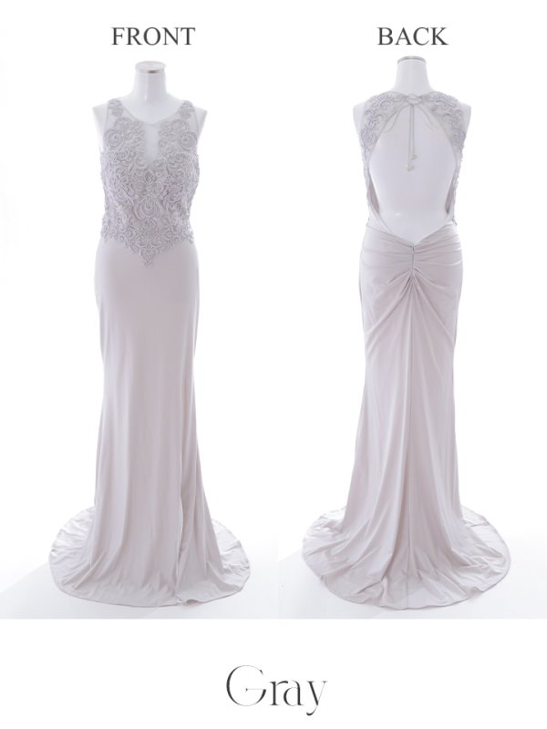 画像8: 【Lip line/リップライン】カットアウト/ デザイン刺繍レース/ ストレッチ/ ビジュー/ ドレープ/ ノースリーブ/ タイト/ ロングドレス/ キャバドレス long[HC03] (8)