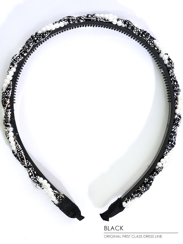 画像4: 【アクセサリー：カチューシャ】【ANGEL R/エンジェルアール】パールクロスミックスツイードカチューシャ[OF02] (4)