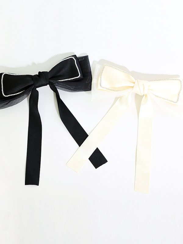 画像2: 【アクセサリー：ヘアアクセ】【ANGEL R/エンジェルアール】ラインビジューレースダブルリボン[OF02] (2)