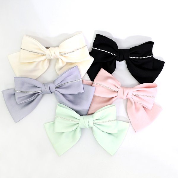 画像2: 【アクセサリー：ヘアアクセ】【ANGEL R/エンジェルアール】ラインビジューレースダブルリボン[OF02] (2)