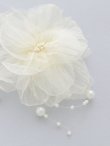 画像2: 【卒業袴小物】シフォン生地パールフラワーコサージュ【1カラー】 (2)