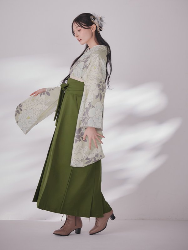 画像7: 【予約商品 / 1月中旬発送予定】白牡丹 モカ二尺袖着物【卒業袴３点セット 二尺袖着物/帯/袴】 (7)