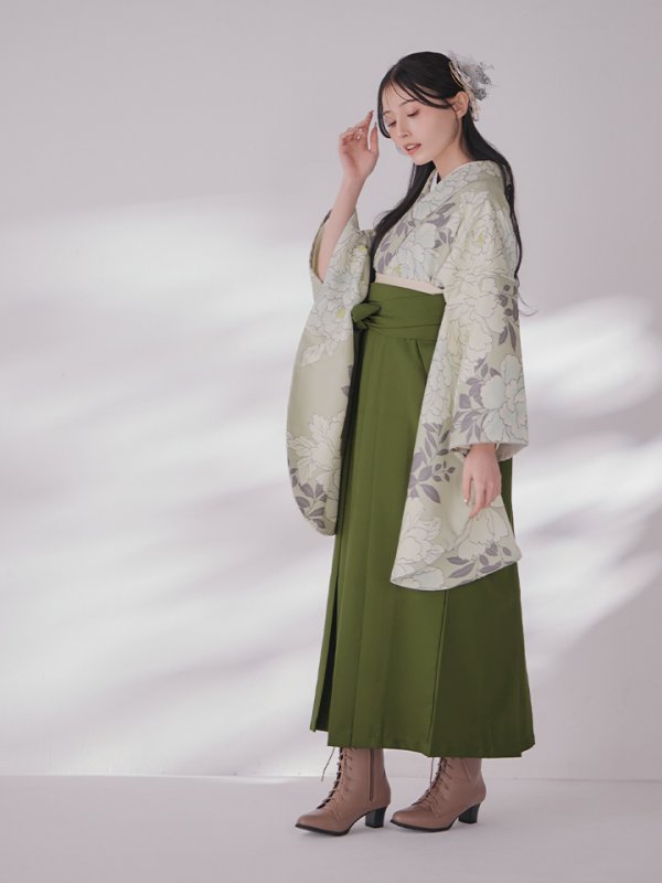 画像8: 【予約商品 / 1月中旬発送予定】白牡丹 モカ二尺袖着物【卒業袴３点セット 二尺袖着物/帯/袴】 (8)