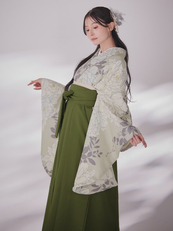 画像13: 【予約商品 / 1月中旬発送予定】白牡丹 モカ二尺袖着物【卒業袴３点セット 二尺袖着物/帯/袴】 (13)