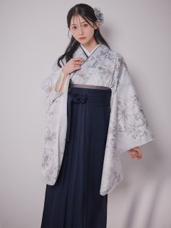 灰色サフラン グレー二尺袖着物【卒業袴３点セット 二尺袖着物/帯/袴】