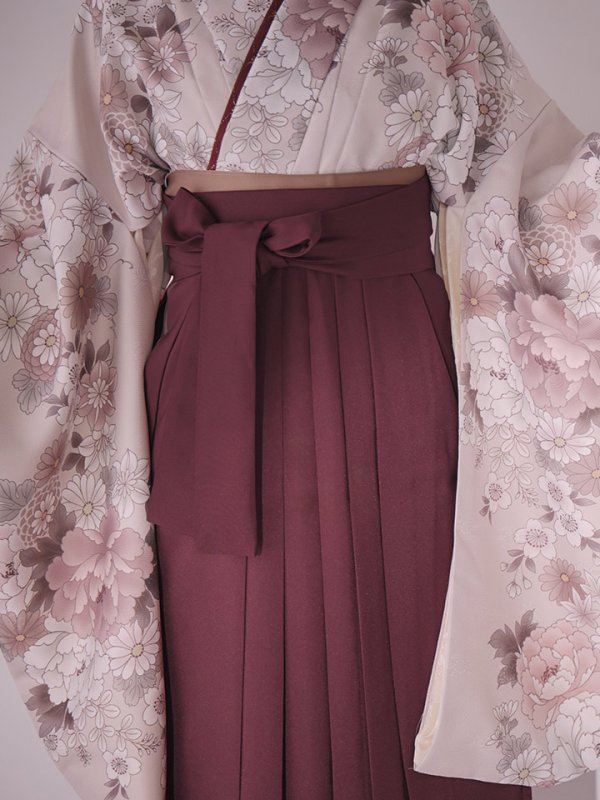 画像20: 【予約商品 / 1月中旬発送予定】ピンク牡丹 くすみピンク二尺袖着物【卒業袴３点セット 二尺袖着物/帯/袴】 (20)