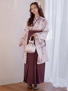 ピンク牡丹 くすみピンク二尺袖着物