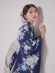画像6: 【予約商品/1月中旬発送予定】青フラワーブーケ ブルー二尺袖着物【卒業袴３点セット 二尺袖着物/帯/袴】 (6)