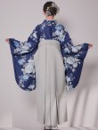 画像14: 【予約商品/1月中旬発送予定】青フラワーブーケ ブルー二尺袖着物【卒業袴３点セット 二尺袖着物/帯/袴】 (14)
