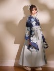 画像7: 【予約商品/1月中旬発送予定】青フラワーブーケ ブルー二尺袖着物【卒業袴３点セット 二尺袖着物/帯/袴】 (7)