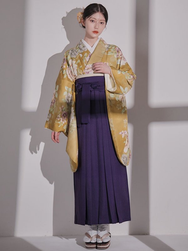 画像6: 【予約商品 / 1月中旬発送予定】黄フラワーブーケ イエロー二尺袖着物【卒業袴３点セット 二尺袖着物/帯/袴】 (6)