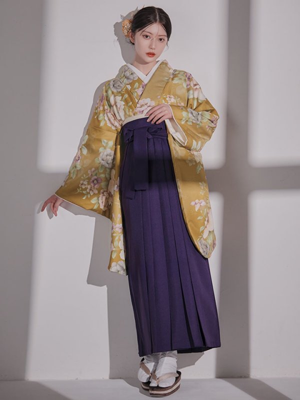 画像8: 【予約商品 / 1月中旬発送予定】黄フラワーブーケ イエロー二尺袖着物【卒業袴３点セット 二尺袖着物/帯/袴】 (8)
