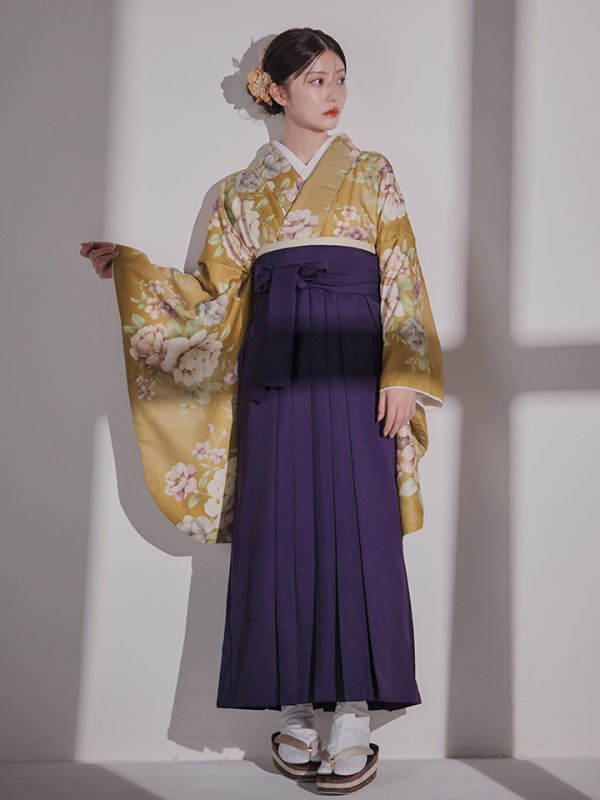 画像12: 【予約商品 / 1月中旬発送予定】黄フラワーブーケ イエロー二尺袖着物【卒業袴３点セット 二尺袖着物/帯/袴】 (12)