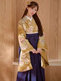 黄フラワーブーケ イエロー二尺袖着物