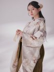 画像7: 【予約商品/1月中旬発送予定】グレーピンクフラワー グラデーション二尺袖着物【卒業袴３点セット 二尺袖着物/帯/袴】 (7)