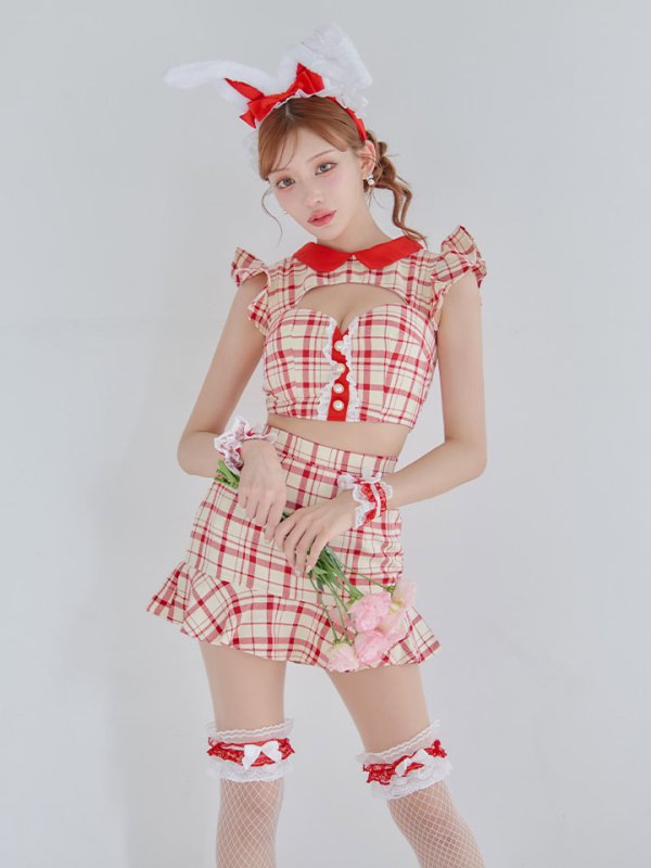 画像16: 【SALE!】【即日発送】【ハロウィン】 チェックバニーセットアップ  【コスプレ6点セット】【XS-Lサイズ/2カラー】[HC03] (16)