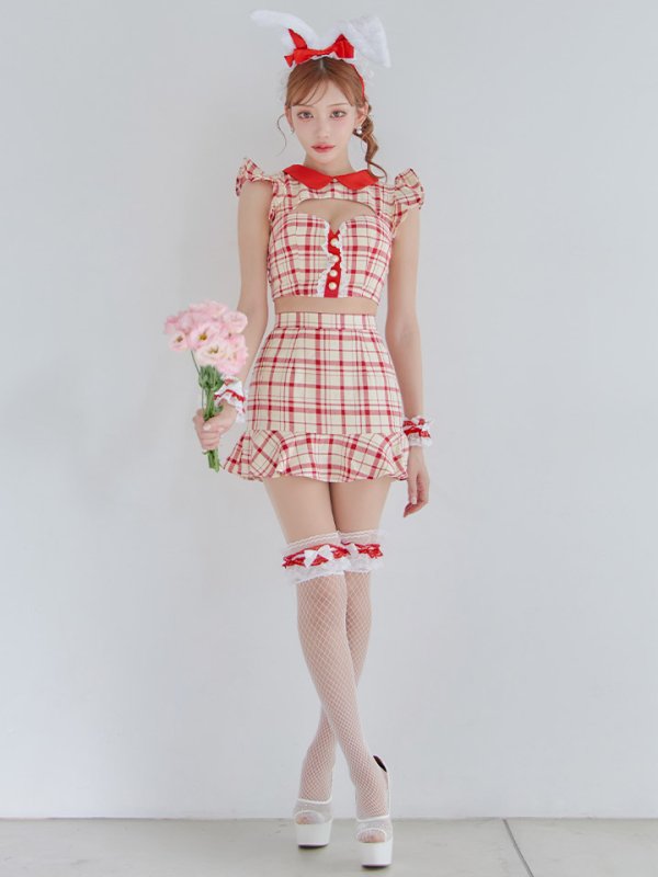 画像27: 【SALE!】【即日発送】【ハロウィン】 チェックバニーセットアップ  【コスプレ6点セット】【XS-Lサイズ/2カラー】[OF04] (27)