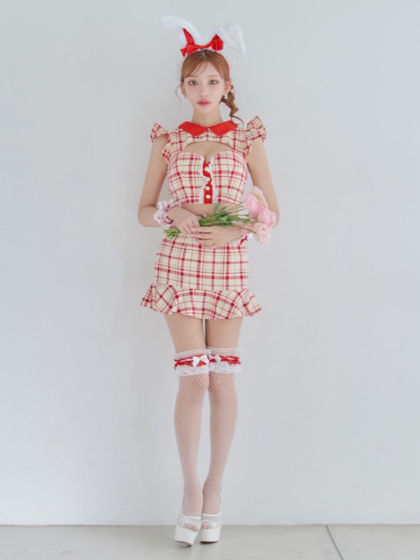 画像29: 【SALE!】【即日発送】【ハロウィン】 チェックバニーセットアップ  【コスプレ6点セット】【XS-Lサイズ/2カラー】[OF04] (29)