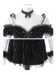 画像38: 【即日発送】【ハロウィン】キャットオフショルビジューセットアップ【コスプレ6点セット】【XS-Lサイズ/3カラー】[OF04] (38)