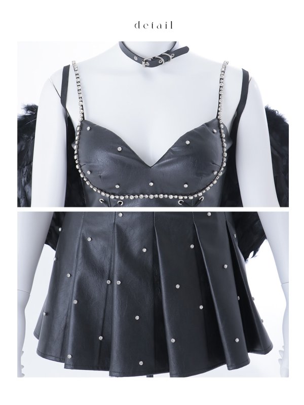 画像16: 【ハロウィン】デビルビジューレザープリーツセットアップ【コスプレ6点セット】【XS-XLサイズ/1カラー】[HC03] (16)