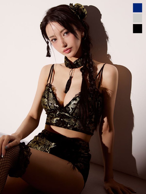 画像1: 【即日発送】【ハロウィン】チャイナショートパンツセットアップ 【コスプレ5点セット】【XS-Mサイズ/3カラー】[OF04] (1)