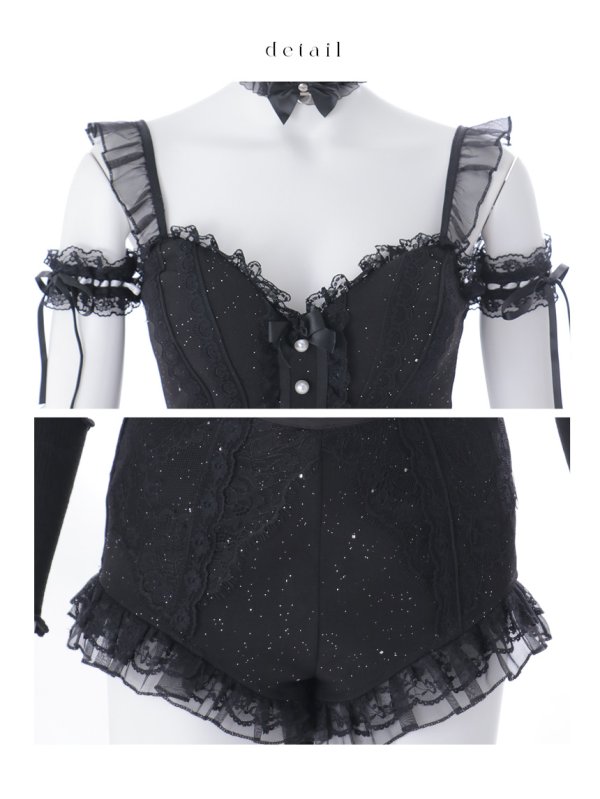 画像17: 【マリームーンコラボ】【ハロウィン】黒猫ビスチェセットアップ【コスプレ7点セット】【XS-Lサイズ/1カラー】[HC03] (17)