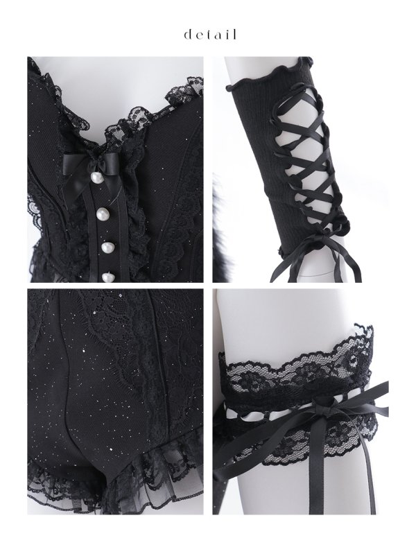 画像18: 【マリームーンコラボ】【ハロウィン】黒猫ビスチェセットアップ【コスプレ7点セット】【XS-Lサイズ/1カラー】[HC03] (18)