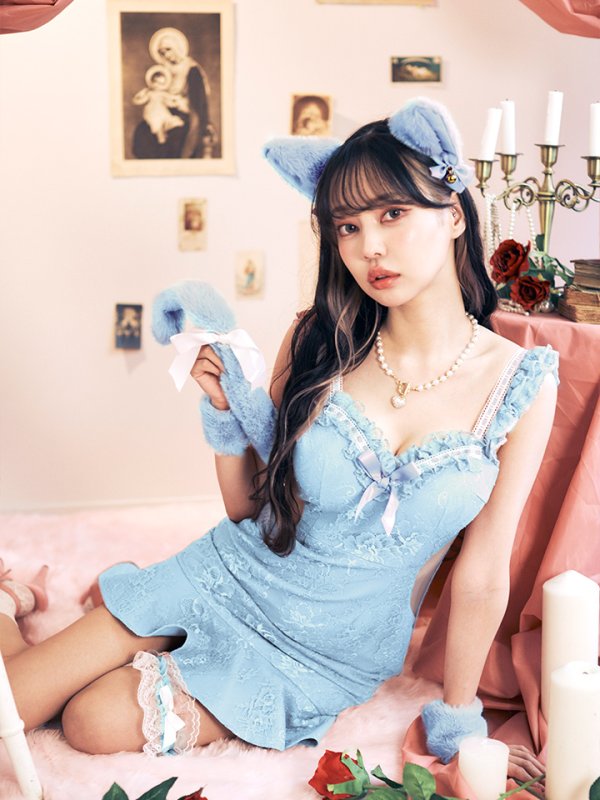 画像11: 【即日発送】【ハロウィン】【LARME/ラルム掲載】 キャットレースミニワンピ 【コスプレ5点セット】【XS-Mサイズ/3カラー】[HC03] (11)