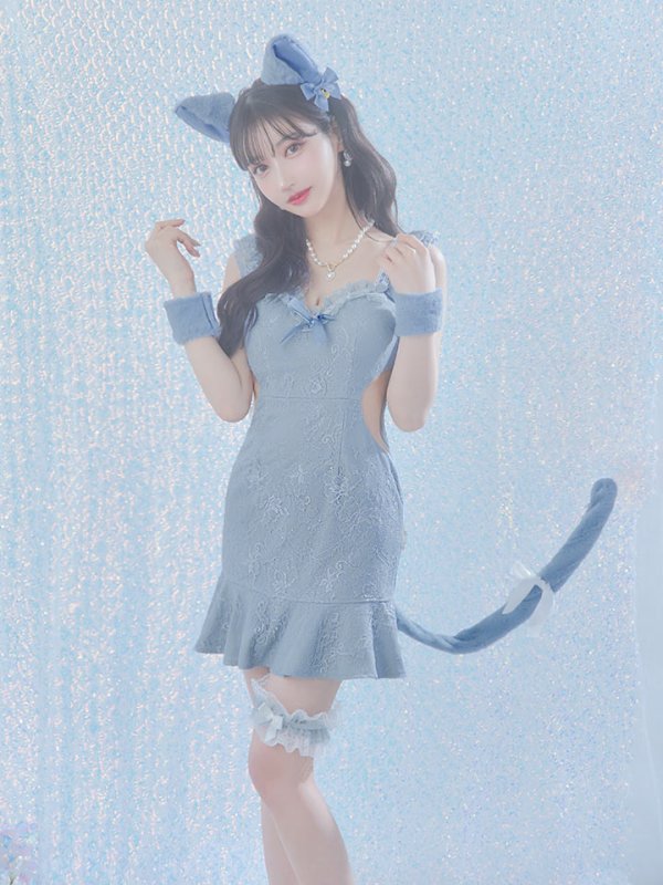 画像17: 【即日発送】【ハロウィン】 キャットレースミニワンピ 【コスプレ5点セット】【XS-Mサイズ/3カラー】[HC03] (17)