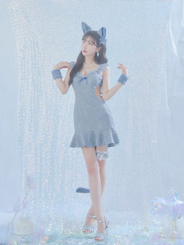 画像15: 【即日発送】【ハロウィン】 キャットレースミニワンピ 【コスプレ5点セット】【XS-Mサイズ/3カラー】[HC03] (15)